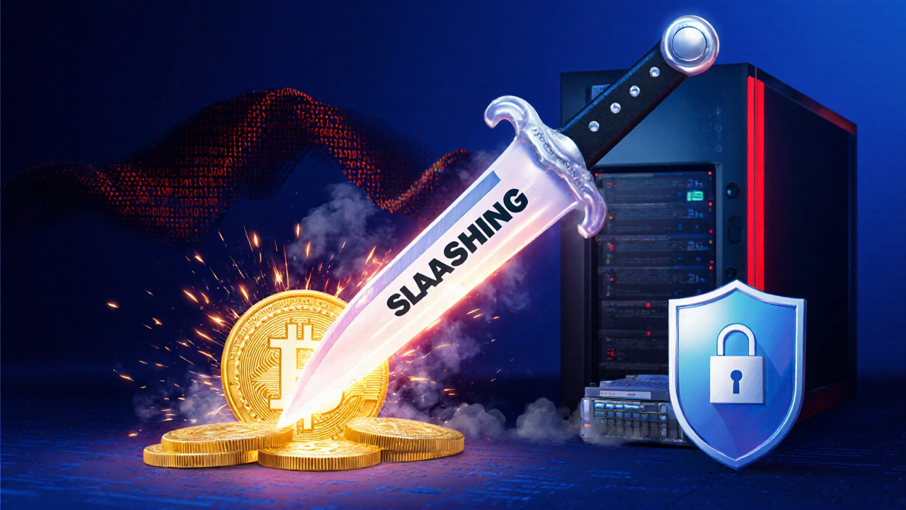 Kırılan token, yanıcı sunucu ve DDoS dalgası ile riskleri betimleyen dijital sanat eseri.