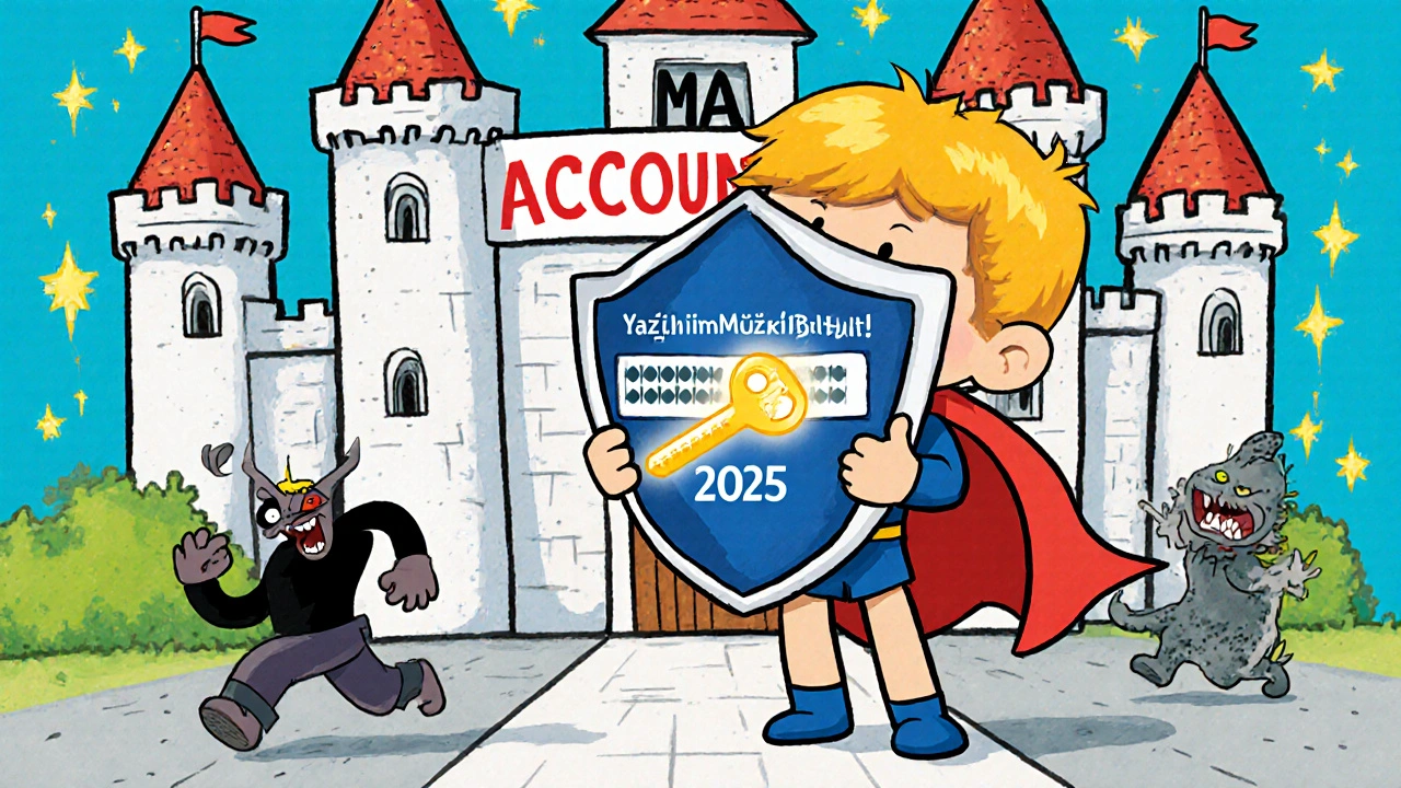 Bir çocuk kahraman, güçlü şifre ve iki aşamalı doğrulama ile Max hesabını koruyor.