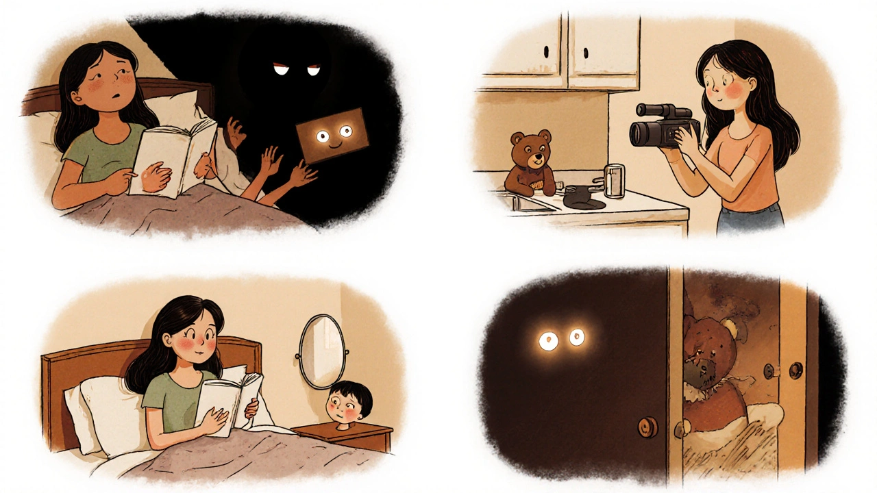 Dört kadın, günlük hayatlarında gizli korkularla karşılaşıyor, yumuşak bir resim tarzında.