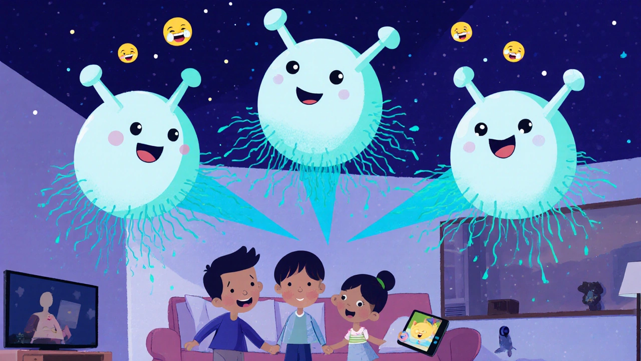 Dostça mesh düğümleri, evin her köşesine güçlü sinyal gönderirken aile film izliyor.