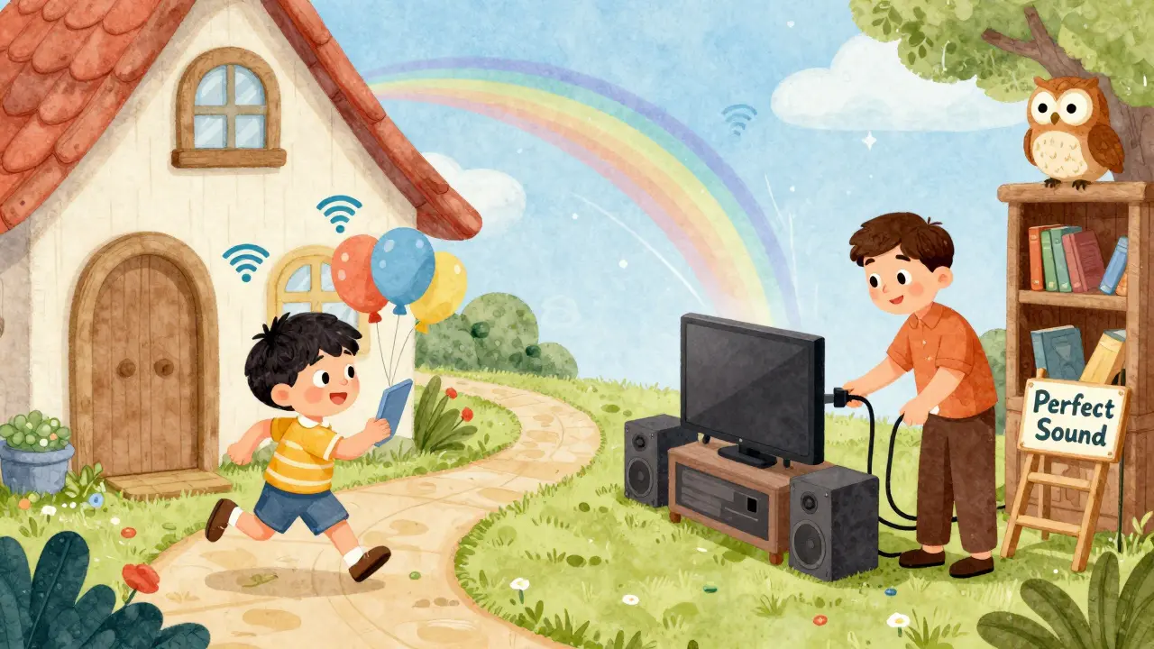 Aile, kablolu kalite yoluyla mükemmel sesi seçiyor, kablosuz yol ise rastgele balonlarla.