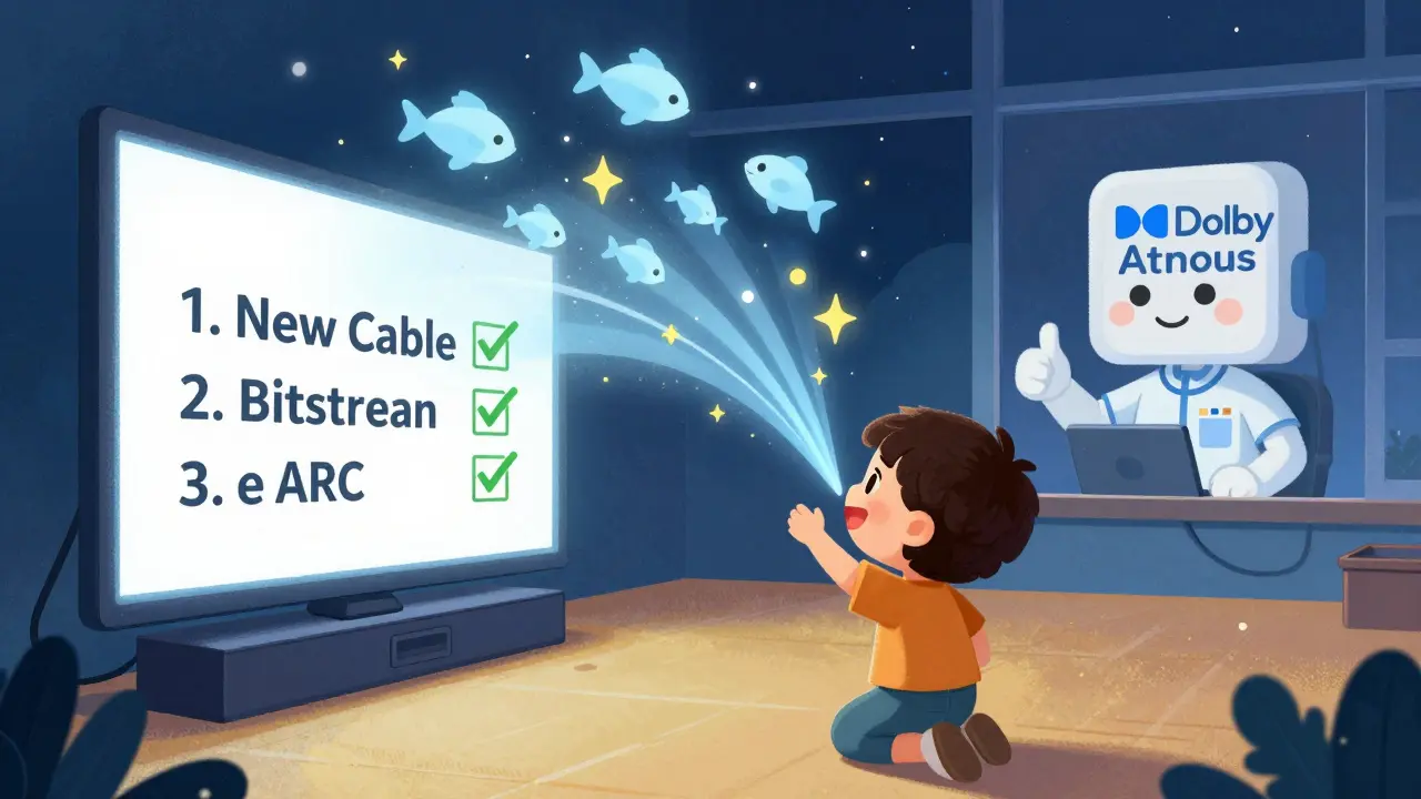 Bir çocuk, atmosferik ses dalgalarının yıldızlara ve balıklara dönüştüğü bir film izliyor.