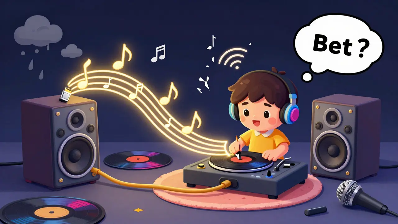 DJ, kablolu sistemde mükemmel ritimle müzik yapıyorken, kablosuz sistemde ses bozuluyor.