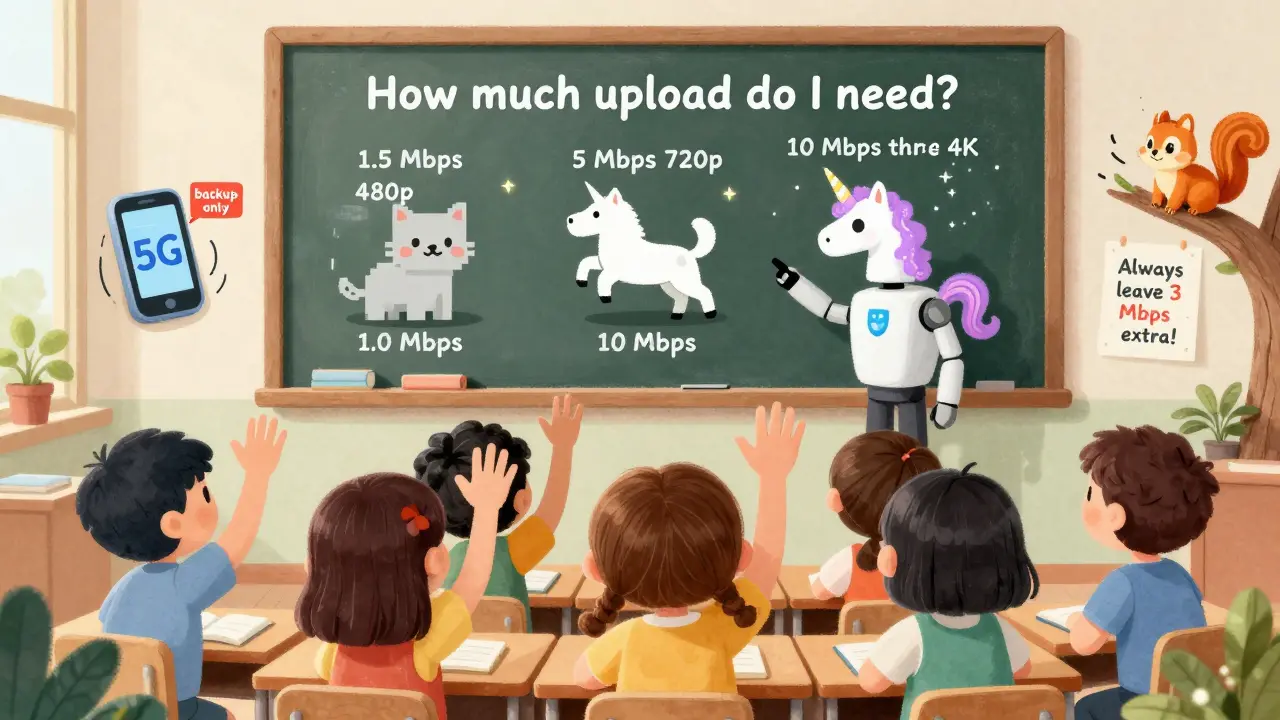 Sınıfta öğrenciler, canlı yayın için gerekli upload hızlarını öğreniyor.