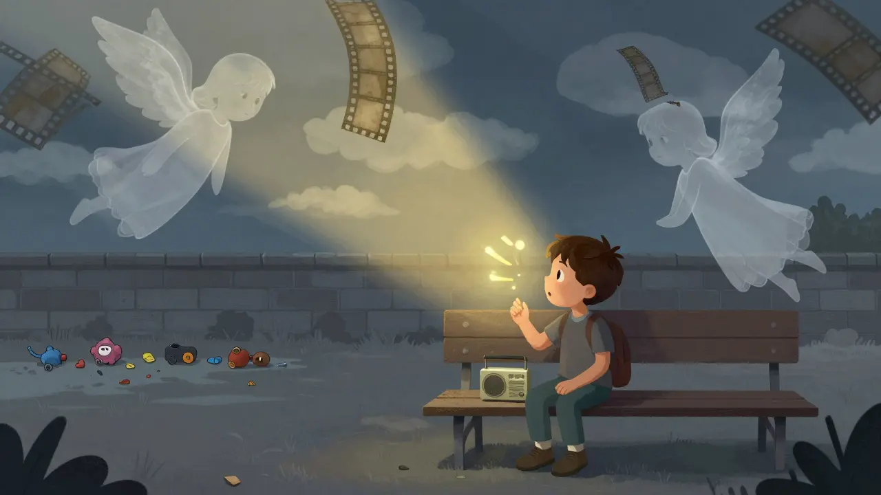 Bir çocuk, bölünmüş Berlin'de sessiz melekleri izliyor.