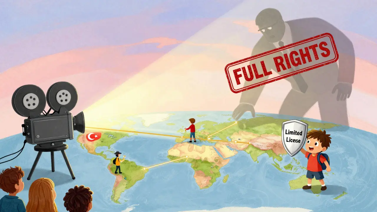 Bir film projeksiyonu dünya haritasına ışık tutuyor ve yerel distribütörler anahtar tutuyor.