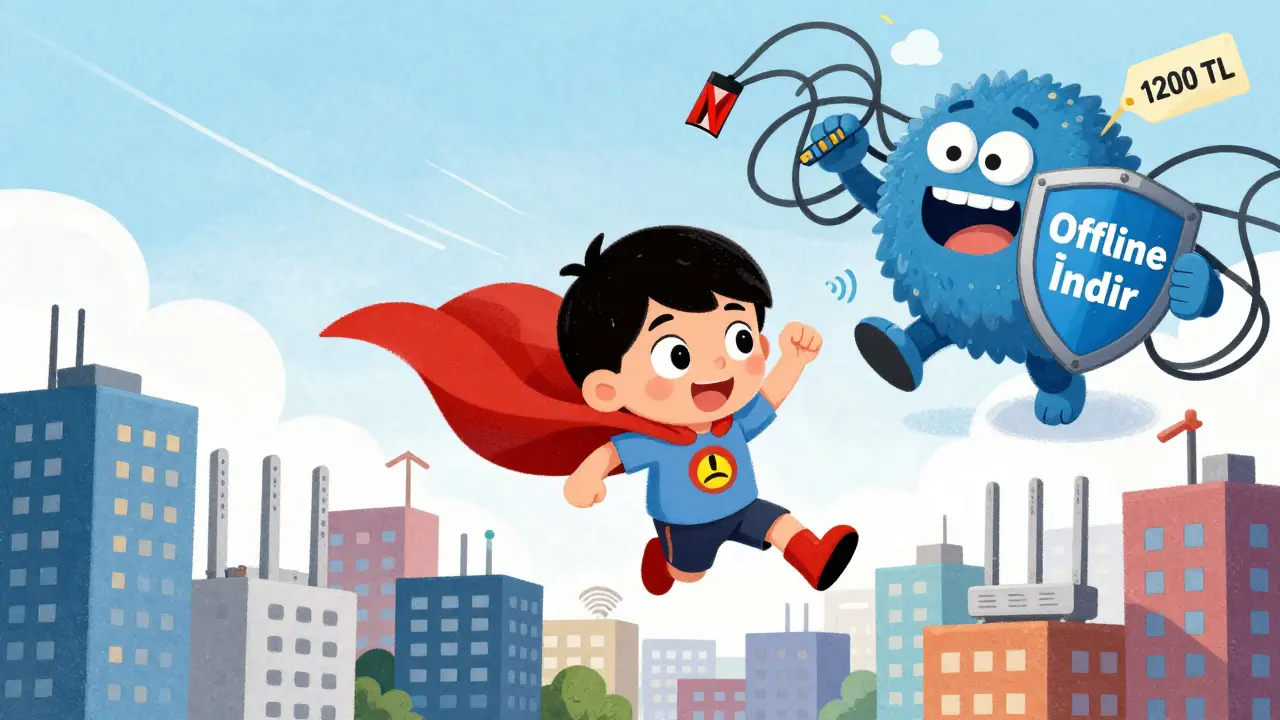 Bir çocuk superhero, yerel SIM kartla roaming sorununu çözüyor.