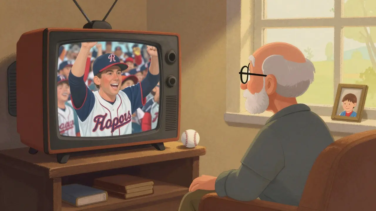 Bir erkek, eski bir Expos videosunu izlerken genç halini yansıtır.