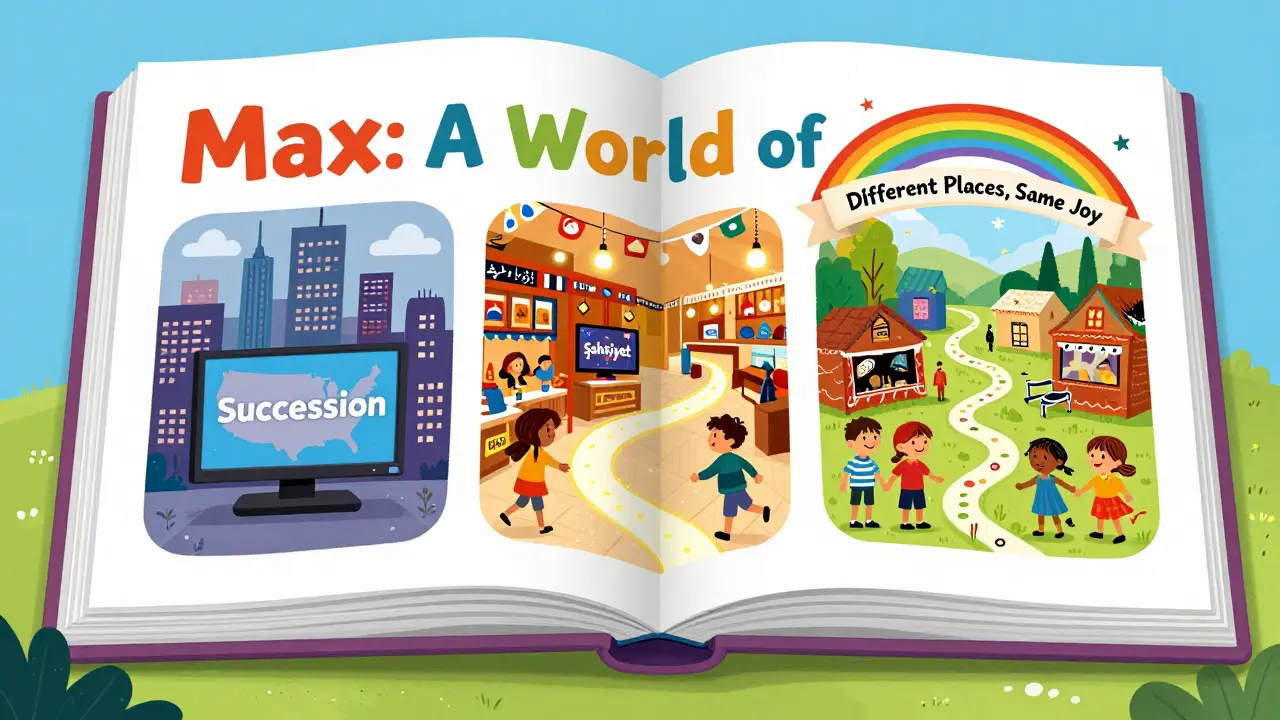 Max'ın dünya çapında yerel hikayelerle zenginleşen üç farklı kültürel sahne: ABD, Türkiye ve Nijerya.